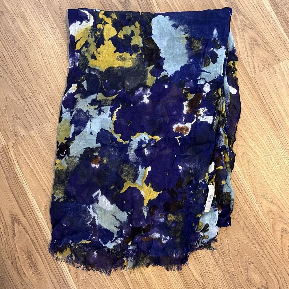 Hobbs London Scarf Purple And Leather Lightweight Semi Sheer Long
